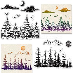 PVC Plastic Stamps, for DIY Scrapbooking, Photo Album Decorative, Cards Making, Stamp Sheets, Mountain & Forest, 160x110x3mm(DIY-WH0167-57-0411)