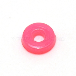 Opaque Acrylic Beads, Flat Round, Deep Pink, 6x1.5mm, Hole: 2mm, about 830pcs/bag(FIND-CJC0012-002G)