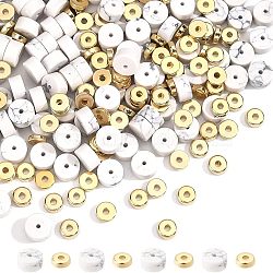 Nbeads 1 Strand Synthetic Howlite Beads Strands, Heishi Beads, Flat Round/Disc & 100Pcs CCB Plastic Spacer Beads, Flat Round, 6x3mm, Hole: 1mm, about 119~131pcs/strand, 14.76~15.74 inch(37.5~40cm)(G-NB0003-32)