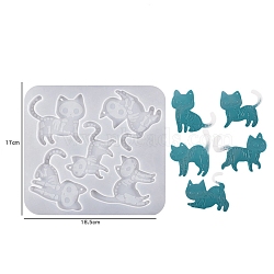 Halloween Cat Skeleton DIY Silicone Pendant Molds, Resin Casting Molds, for UV Resin, Epoxy Resin Jewelry Making, White, 185x170x6mm(PW-WG95696-01)