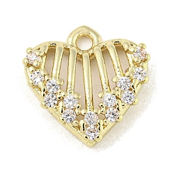 Valentine's Day Brass Micro Pave Cubic Zirconia Pendant
s, Long-Lasting Plated, Heart Charms, Real 14K Gold Plated, 12x11.5x3mm, Hole: 1.4mm(ZIRC-R020-02G)