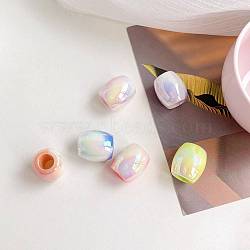 UV Plating Rainbow Iridescent Acrylic Beads, Large Hole Beads, Barrel, Mixed Color, 19.2x17.3mm, Hole: 8mm(PACR-I003-03)