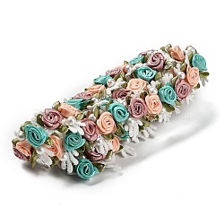 Rose Milk Fiber Embroidery Lace Trim, Clothes Accessories, Colorful, 1-1/8 inch(30mm)(OCOR-XCP0002-61)