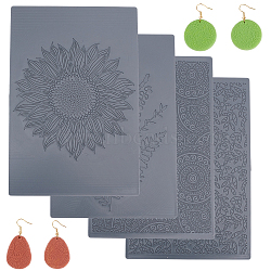 Plastic Creasing Plate Sets, for DIY Clay Making, Rectangle, Gray, 148x99x2mm, 4pcs/set(TOOL-WH0155-184B)