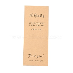 Thank You Sticker, Paper Self Adhesive Stickers, Rectangle with Word Hi Beauty YOU HAVE BEEN EXPECTING ME OPEN ME, Sandy Brown, 15x6x0.01cm, 50 sheets/bag(DIY-B041-20)