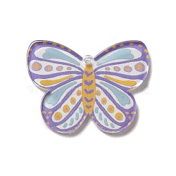 Printed Acrylic Pendants, Butterfly, Medium Purple, 27x35x2mm, Hole: 1.6mm(SACR-F006-06)