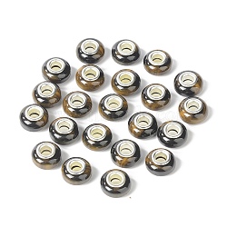 Rondelle Resin European Beads, Large Hole Beads, Imitation Stones, with Silver Tone Brass Double Cores, Peru, 13.5x8mm, Hole: 5mm(RPDL-A001-02-02)