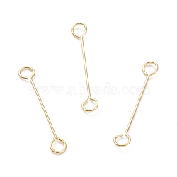 316 Surgical Stainless Steel Eye Pins, Double Sided Eye Pins, Real 18K Gold Plated, 15x2.5x0.4mm, Hole: 1.5mm(X-STAS-P277-A01-G)