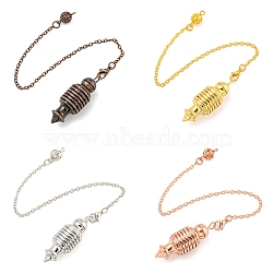 Rack Plating Brass Coil Dowsing Pendulums, Spiral Pendulum, with Lobster Claw Clasps, Bullet, Mixed Color, 230mm(AJEW-B106-02)