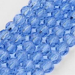 Transparent Glass Bead Strands, Imitate Austrian Crystal, Faceted(32 Facets), Round, Cornflower Blue, 6mm, Hole: 1mm, about 96~98pcs/strand, 20~21 inch(GLAA-G013-6mm-25)