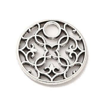 Tibetan Style Alloy Pendants, Cadmium Free & Lead Free, Circled Flower Shape, Antique Silver, 19.5x1.5mm, Hole: 3.5mm, about 709Pcs/1000G