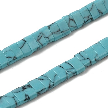 Synthetic Turquoise Beads Strands, 2-Hole, Rectangle, Sky Blue, 2.5~3x5x2.5mm, Hole: 0.8mm, about 138~140pcs/strand, 15.28''~15.31''(38.8~38.9cm)