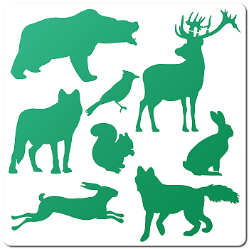 PET Plastic Drawing Painting Stencils Templates, Square, Creamy White, Animal Pattern, 30x30cm