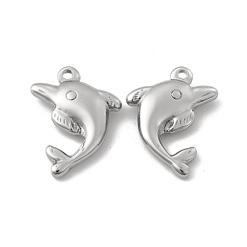 201 Stainless Steel Charms, Dolphin Charm, Stainless Steel Color, 25x19x5mm, Hole: 1.6mm