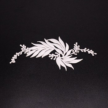 Flower Computerized Embroidery Cloth Iron on/Sew on Patches, Costume Accessories, Appliques, White, 170x80x0.8mm