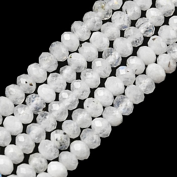 Natural Rainbow Moonstone Beads Strands, Faceted Rondelle, 3x2mm, Hole: 0.6mm, about 163pcs/strand, 15.47 inch(39.3cm)
