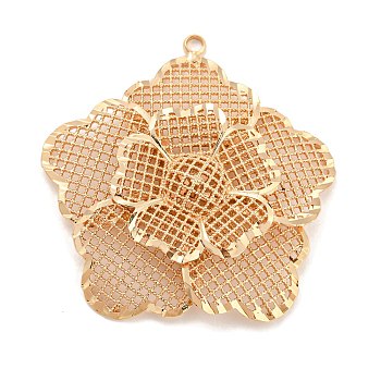 Rack Plating Brass Hollow Pendants, Flower Charm, Light Gold, 45.5x43.5x6.5mm, Hole: 2mm