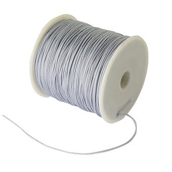Braided Nylon Thread, Chinese Knotting Cord Beading Cord for Beading Jewelry Making, Light Grey, 0.8mm, about 100yards/roll