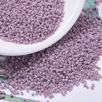 MIYUKI Delica Beads Small, Cylinder, Japanese Seed Beads, 15/0, (DBS0355) Matte Opaque Dusty Orchid, 1.1x1.3mm, Hole: 0.7mm, about 3500pcs/10g