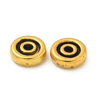 Tibetan Style Alloy Beads, Cadmium Free & Lead Free, Flat Round, Antique Golden, 10x3mm, Hole: 1.8mm, about 869pcs/1000g