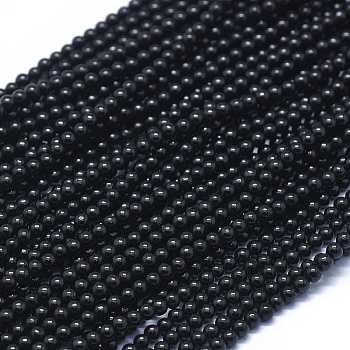 Natural Black Spinel Beads Strands, Round, 2mm, Hole: 0.8mm, about 190pcs/strand, 15.35 inch(39cm)