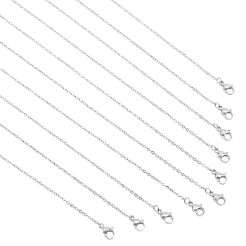 304 Stainless Steel Cable Chain Necklace, with Lobster Claw Clasps, Stainless Steel Color, 15.9 inch(40.5cm), 1.6mm, 20pcs/box