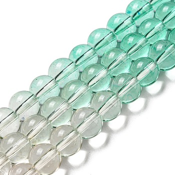 Dyed & Heated Synthetic Quartz Beads Strands, Gradient Color Round Beads, Green, 8mm, Hole: 1mm, about 55~56pcs/strand, 15.55''~15.75''(39.5~40cm)