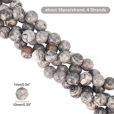Chgcraft 4 brins de pierre de carte naturelle/pierre de Picasso/brins de perles de jaspe de Picasso(G-CA0001-18)-2