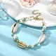 Natural Shell & Shell Pearl & Synthetic Turquoise Beaded Bracelet(BJEW-TA00418)-2