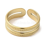 304 Stainless Steel Open Cuff Rings, Double Line, Golden, Inner Diameter: 17.4mm(RJEW-K245-86G)