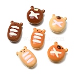 Opaque Resin Imitation Food Cabochons, Bear Bread, Mixed Color, 22~25.5x17~20.5x9.5~10mm(RE-CBA7952-02)