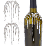 2Pcs Iron with Glass Rhinestone Cup Wine Glass Charms, Platinum, 120x60mm(HJEW-OC00384)
