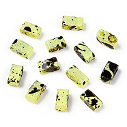 2-Hole Opaque Glass Seed Beads, Antique Style, Rectangle, Green Yellow, 4.5~5.5x2~2.5x2mm, Hole: 0.5~0.8mm(SEED-N004-002-A06)