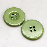 Resin Buttons, Dyed, Flat Round, Dark Sea Green, 30x3mm(RESI-D033-30mm-08)
