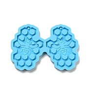 DIY Pendant Silicone Molds, Resin Casting Molds, For UV Resin, Epoxy Resin Jewelry Making, Bee, Deep Sky Blue, 57x82x6mm, Hole: 2mm, Inner Diameter: 51x36mm(DIY-A034-08)