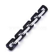 Handmade Acrylic Cable Chains, with CCB Plastic Linking Rings, Black, Link: 20x30.5x5mm, 20x30x6mm, about 39.37 inch(1m)/strand(AJEW-JB00674-07)