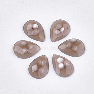Epoxy Resin Cabochons, Faceted, Teardrop, Camel, 13.5~14x10x3mm(CRES-S361-01D)