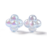 UV Plating Rainbow Iridescent Acrylic Beads, with Glitter Powder, Cross, Sky Blue, 17.5x18.5x15.5mm, Hole: 3mm(OACR-C010-13B)