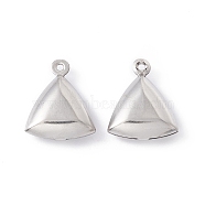 304 Stainless Steel Pendants, Triangle, Stainless Steel Color, 15x12x4.5mm, Hole: 1mm(STAS-C057-09P)