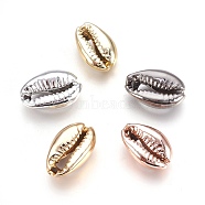 Electroplated Natural Shell Beads, Cowrie Shells, Mixed Color, 15~20x10~12x5~6mm, Hole: 12~14x2~3mm(X-BSHE-O017-13)