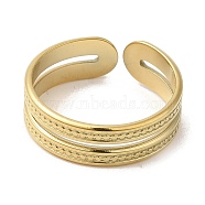 304 Stainless Steel Open Cuff Rings, Double Line, Golden, Inner Diameter: 17.4mm(RJEW-K245-86G)