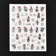 Christmas Theme Self Adhesive Nail Art Stickers, DIY Nail Art Decoration, Snowman Pattern, 10.2x8cm(MRMJ-A003-01E)
