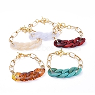Chain Bracelets, with Acrylic Quick Link Connectors, Aluminium Paperclip Chains and Alloy Toggle Clasps, Mixed Color, 7-1/4 inch(18.4cm)(X-BJEW-JB05127)