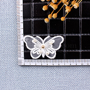 Lace Embroidery Sewing Fiber, DIY Garment Accessories, Butterfly, White, 40x70mm(DIY-WH0122-13)