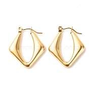 Ion Plating(IP) 304 Stainless Steel Chunky Rhombus Hoop Earrings for Women, Golden, 25x22mm, Pin: 0.8mm(EJEW-K242-06G)