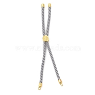 Twisted Nylon Cord Silder Bracelets, Link Bracelet Making for Connector Charm, with Long-Lasting Plated Golden Brass Cord End & Alloy Tree of Life, Light Grey, 8-3/4~8-7/8 inch(22.2~22.6cm), Hole: 2mm(DIY-B066-03G-19)