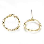 Alloy Ear Studs, with Steel Pins, Ring, Light Gold, 16x16.5mm, Pin: 0.7mm(PALLOY-S121-76)