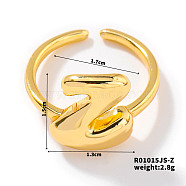 Fashionable Letter Brass Open Cuff for Women, Golden, European and American Style, Letter Z, Inner Diameter: 17mm(UR6840-26)