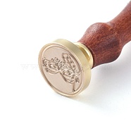 DIY Scrapbook, Brass Wax Seal Stamp and Wood Handle Sets, Mask, Golden, 8.9x2.5cm, Stamps: 25x14.5mm(AJEW-WH0100-152)