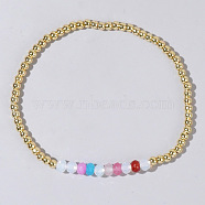 Colorful Mixed Brass Random Color Synthetic Gemstone Bead Copper Bracelet Women's Fashion Jewelry Wholesale(RJ2833-8)